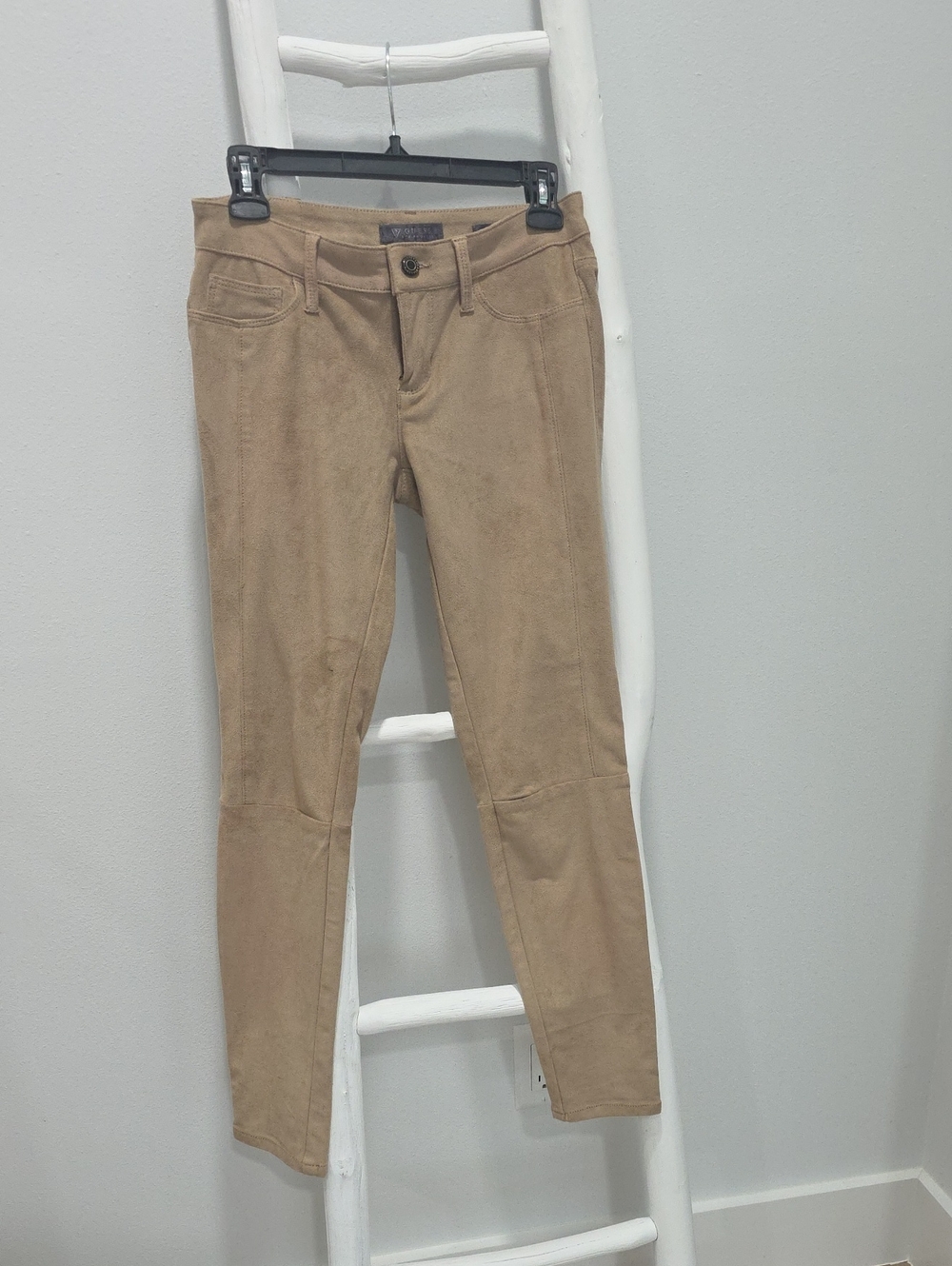 Suede Tan Low Waist Stretch Ponte Skinny Pants